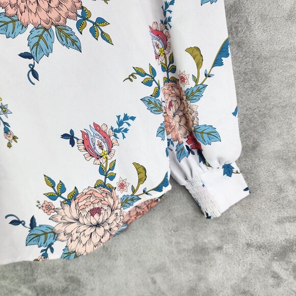 Women's Multicolored LOFT Floral Print Blouse Long Sleeve V Neck Size XSP - Picture 3 of 10